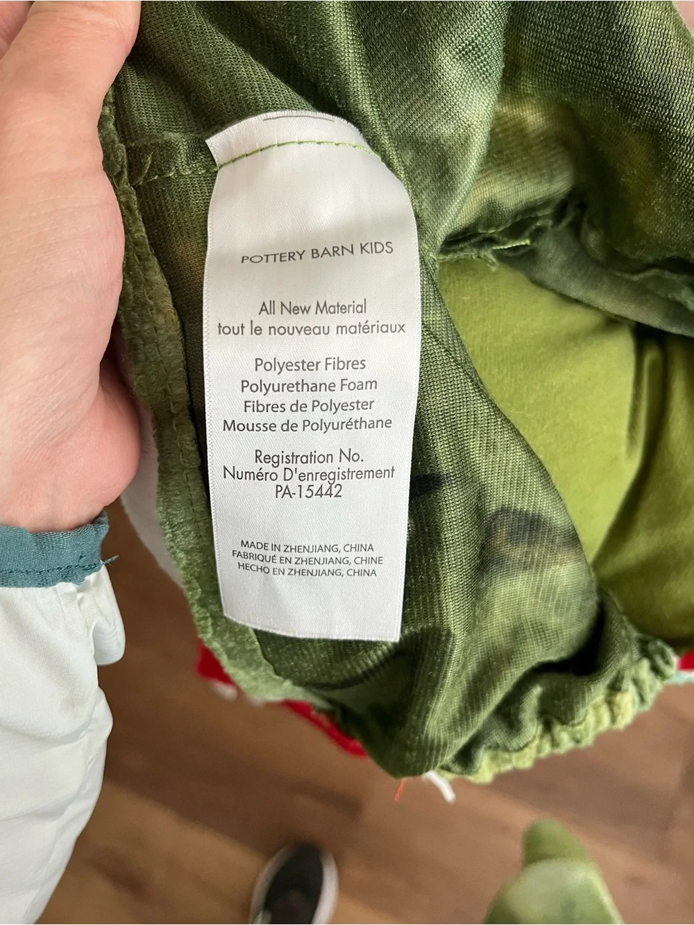 Pottery Barn Kids Green T-Rex Egg Infant Costume with White Eggfront